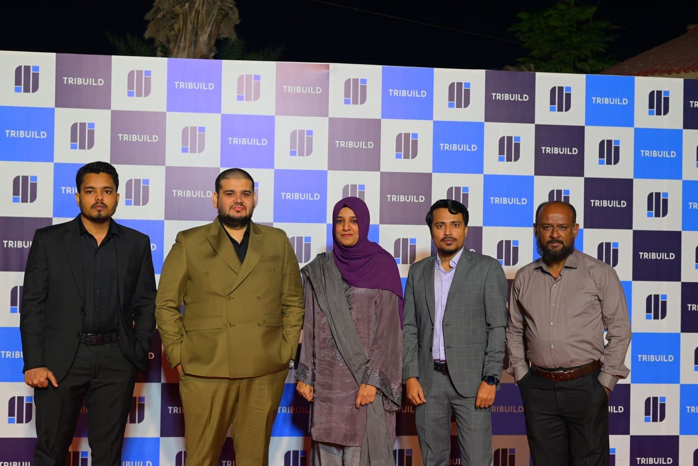 Colleagues from Tribuild together at the annual awards backdrop